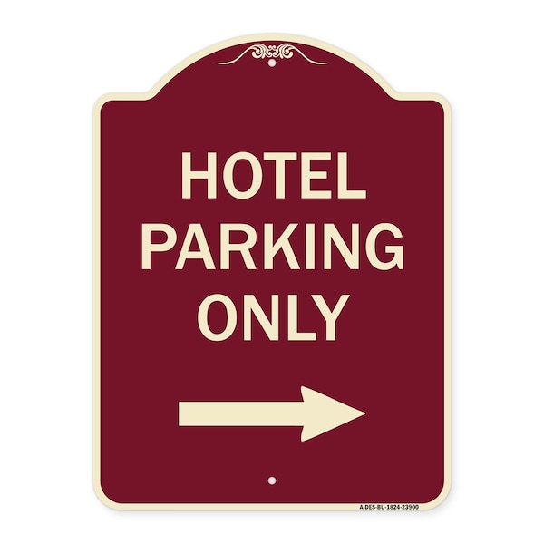 Signmission Hotel Parking With Right Arrow Heavy-Gauge Aluminum Architectural Sign, 24" x 18", BU-1824-23900 A-DES-BU-1824-23900 - main